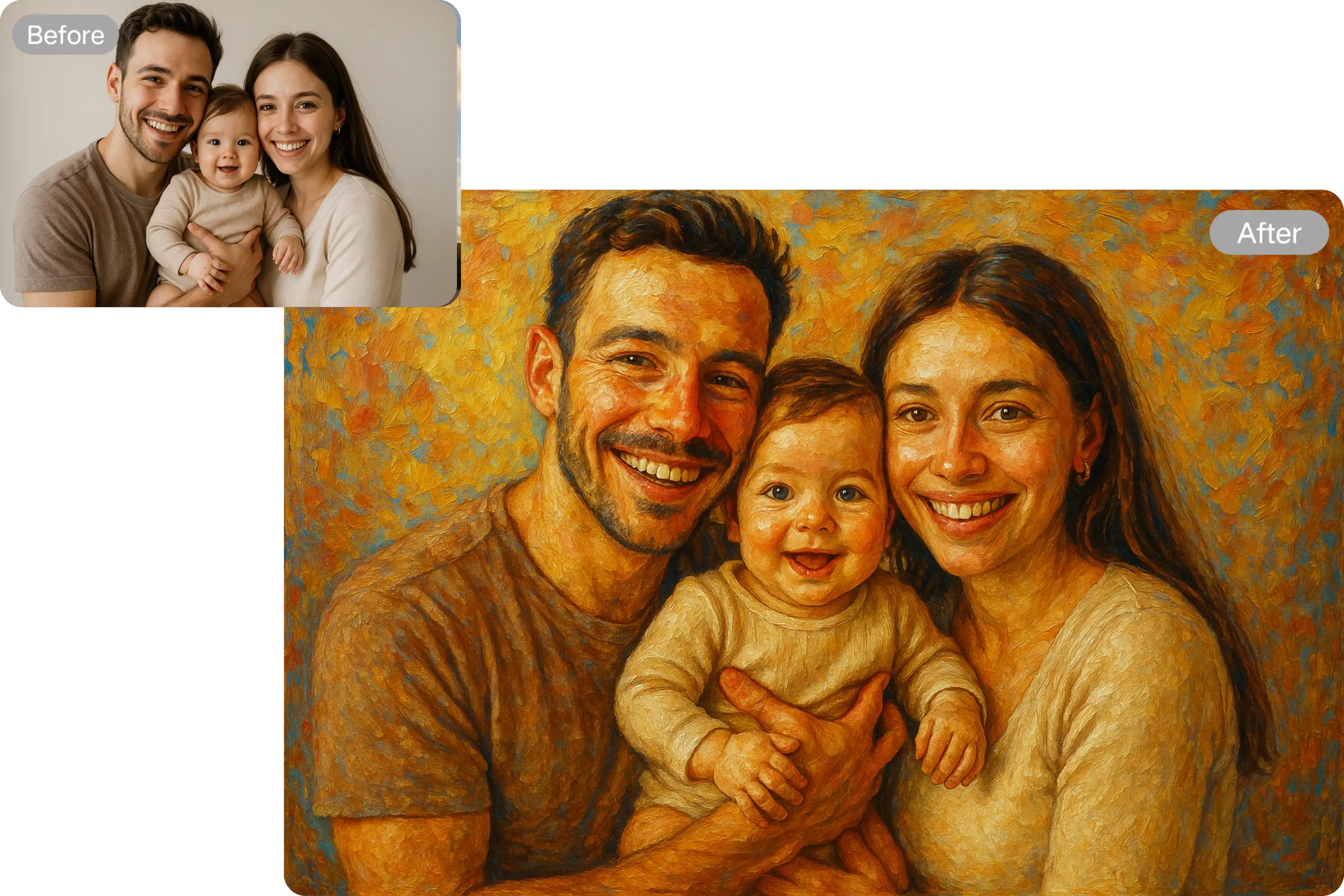 Family Photos Turned Oil Paintings