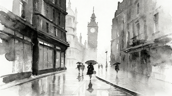 City Silhouette Ink Art