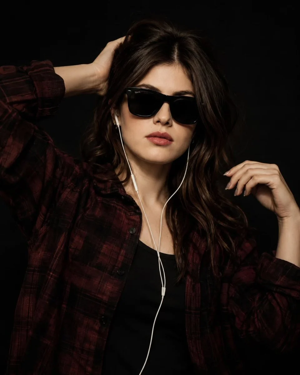 Ultra-realistic studio fashion portrait of a young woman ...