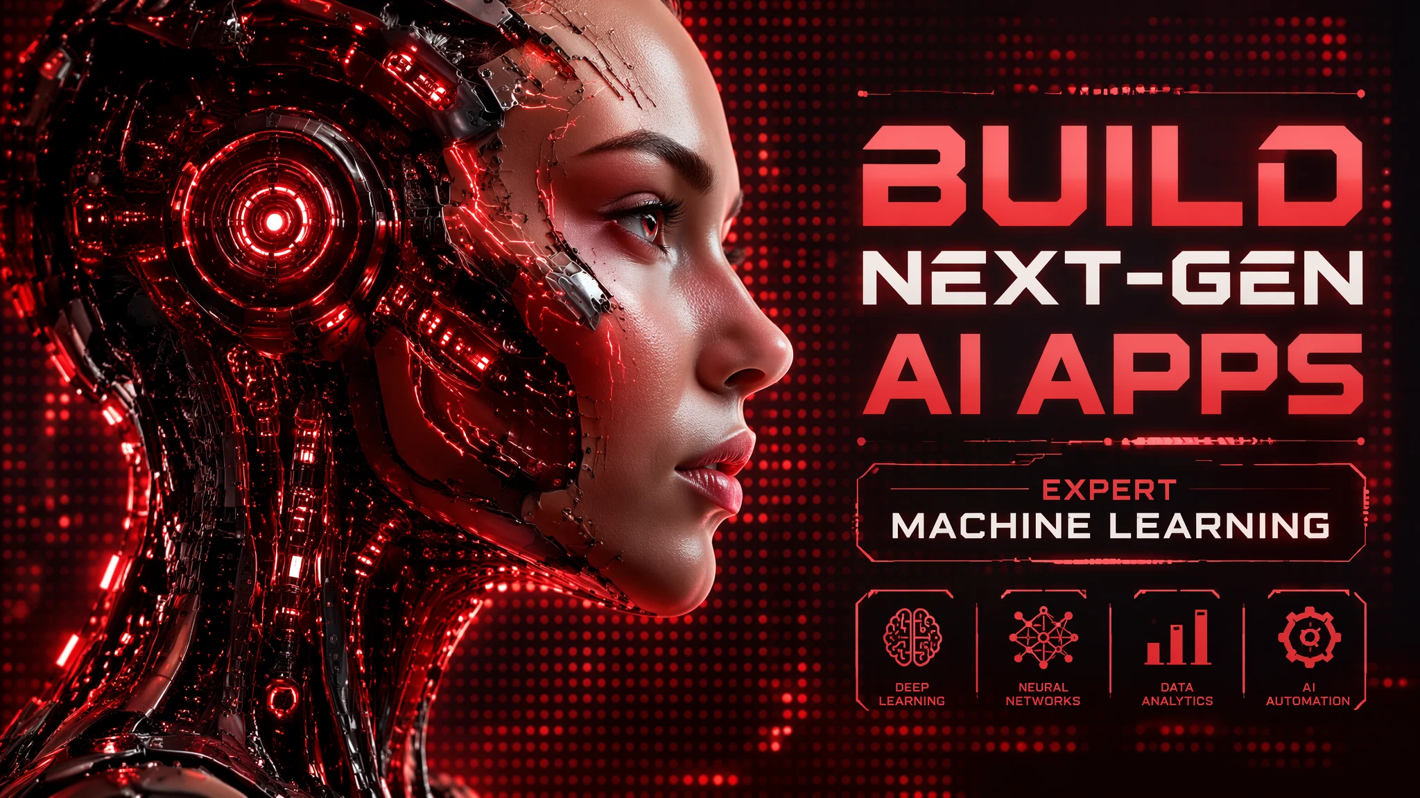 A striking cyberpunk profile portrait of a futuristic fem...