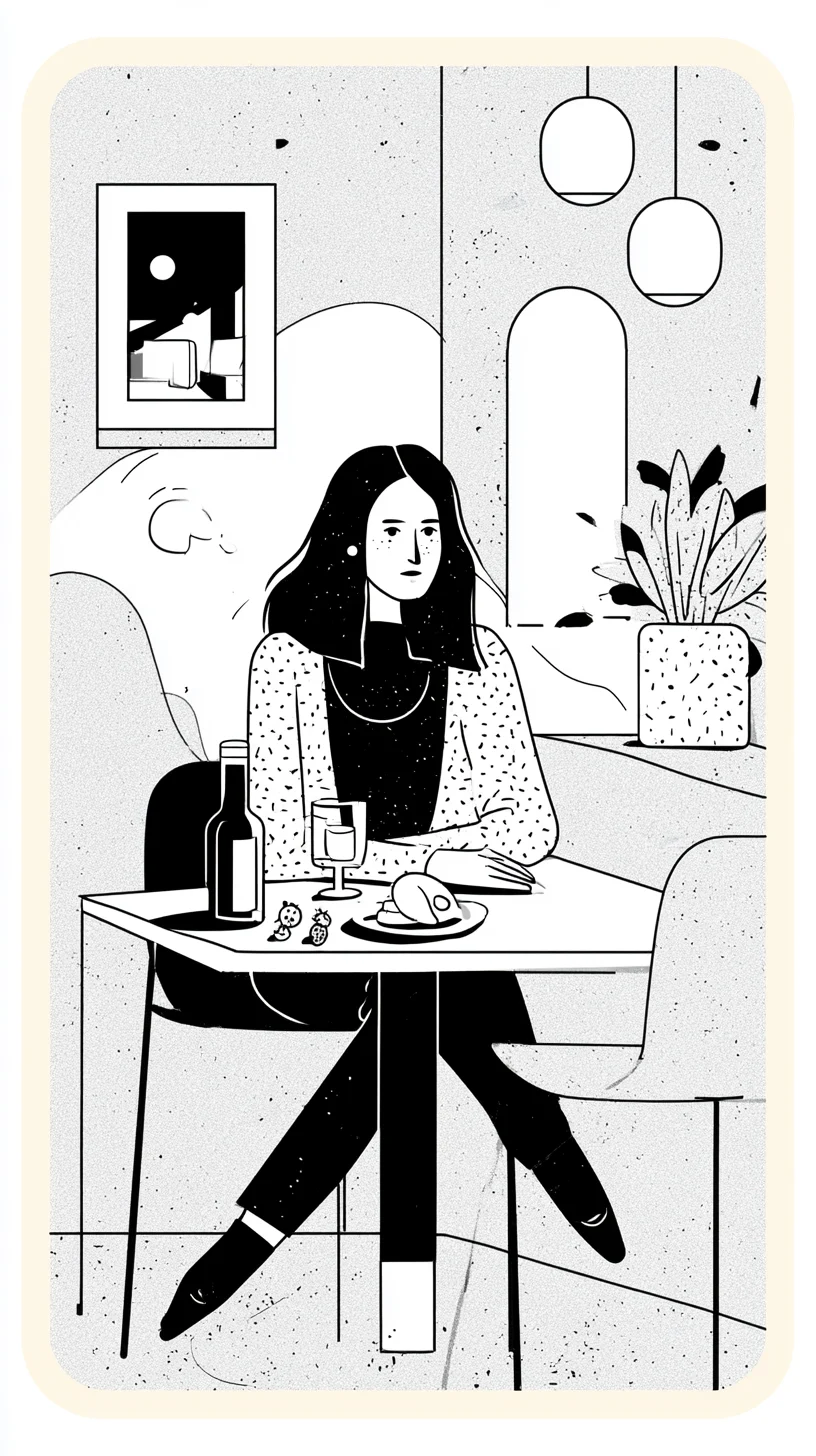 Flat modern risograph-style poster illustration of , wearing , sitting front-fac